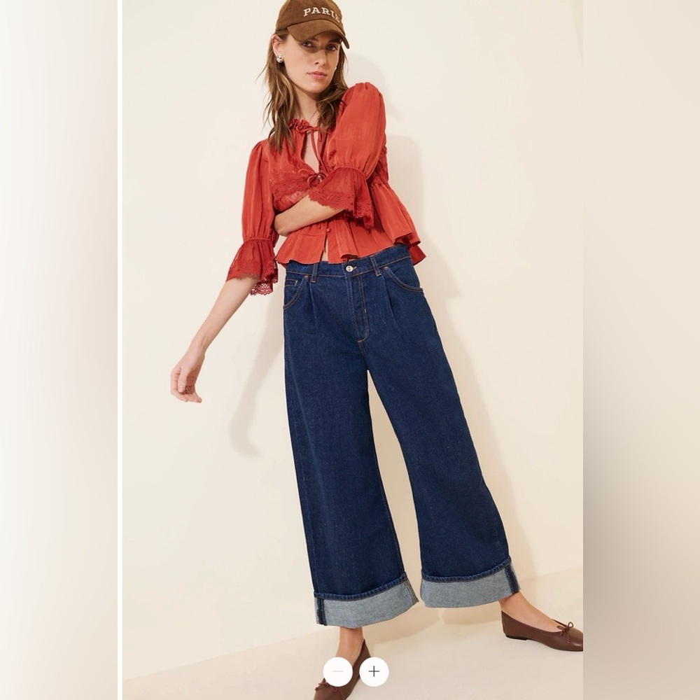 FREE PEOPLE x we the free Alia Wide-Leg Jeans in dark blue colour size 29